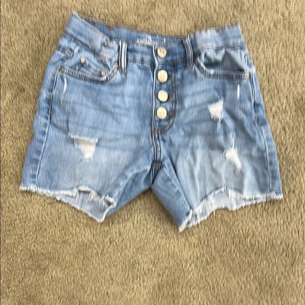 Denim Blue Distressed Girls Shorts